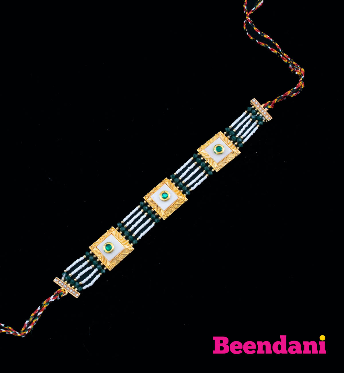 Rajwadi Shish patti with Square Pendants